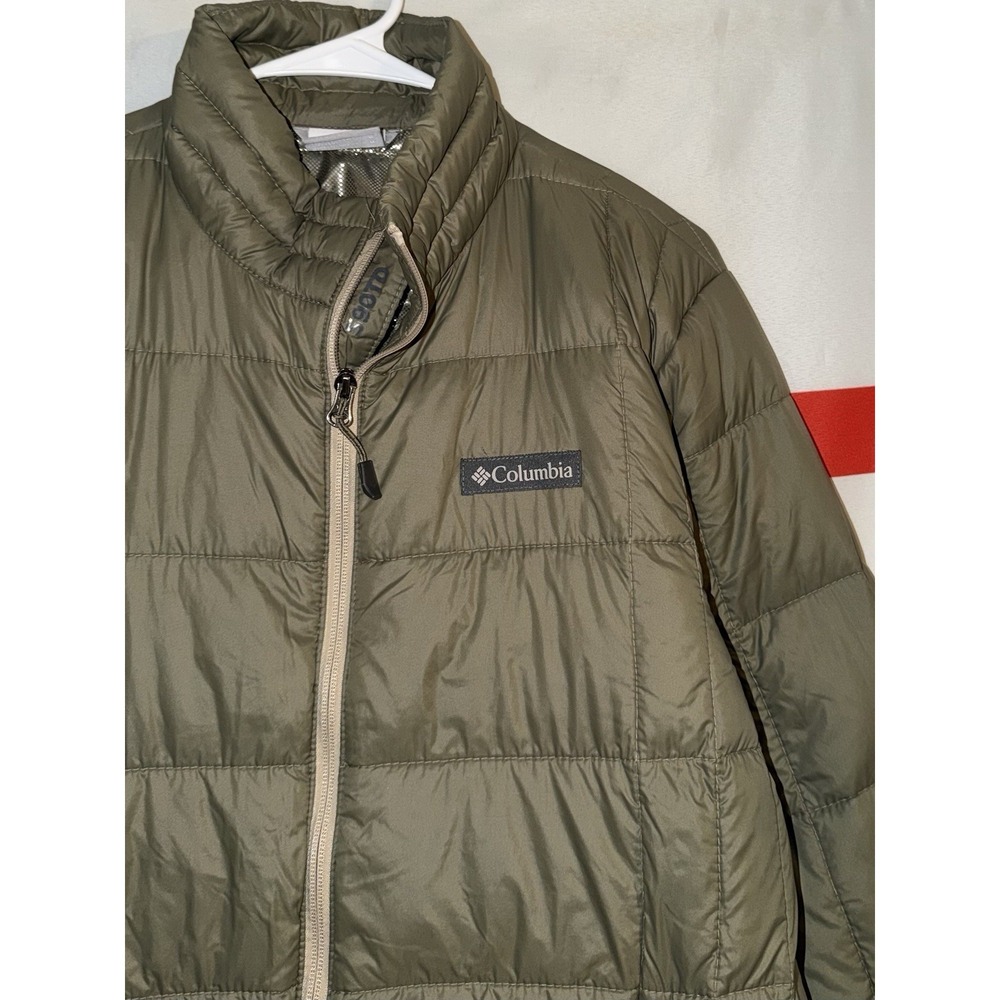 Columbia Down Puffer Jacket Mens Medium Green Full Zip - Picture 2 of 7